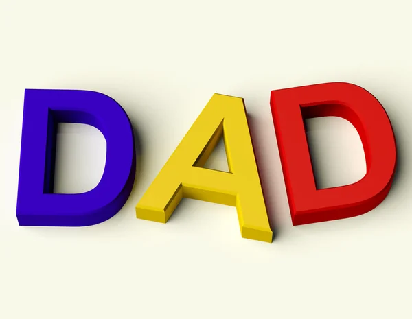 Dzieci tata pisowni liter jako symbol ojcostwo i rodzicielstwo — Zdjęcie stockowe