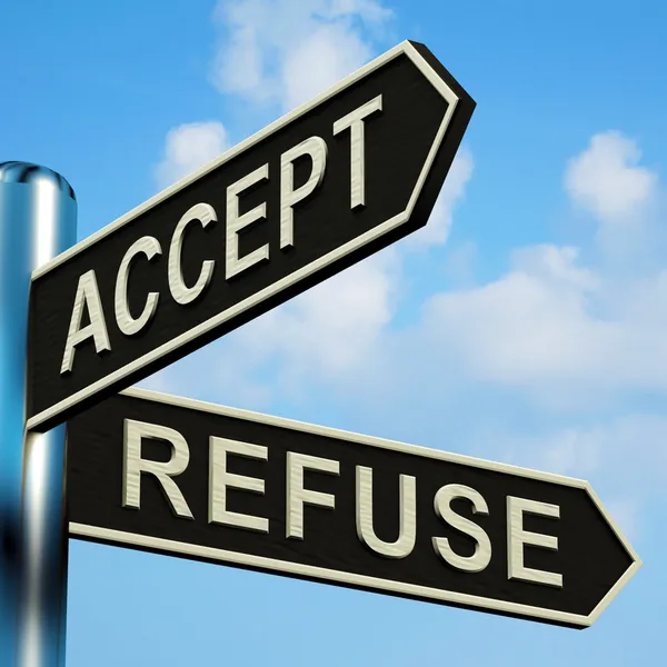 Accept Or Refuse Directions On A Signpost — Stock Photo, Image