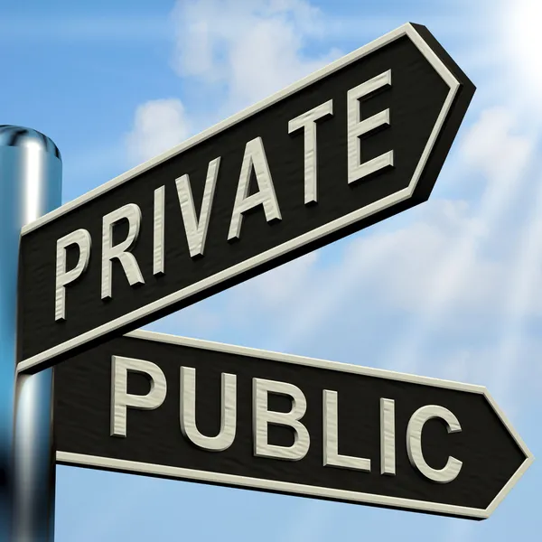 Private oder öffentliche Wegbeschreibung auf einem Wegweiser — Stockfoto