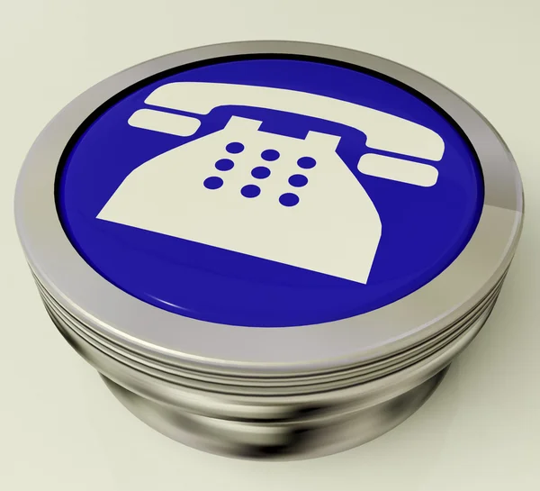 Значок телефона или металлическая кнопка в качестве символа вызова или телефона — стоковое фото