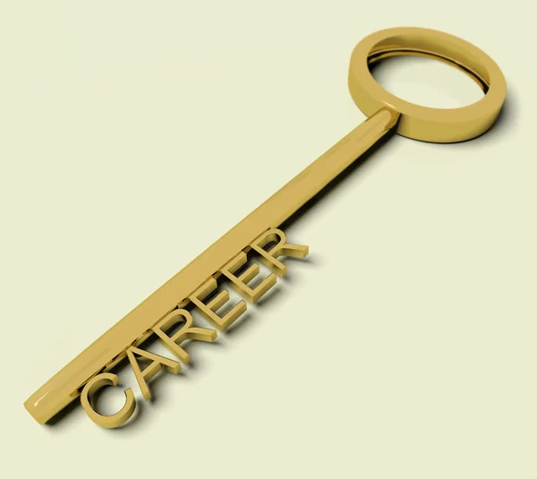 Kariera tekst na złoty klucz jako symbol nowej pracy — Zdjęcie stockowe