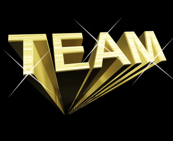 Team tekst in goud en 3d als symbool voor teamwerk en partenership — Stockfoto