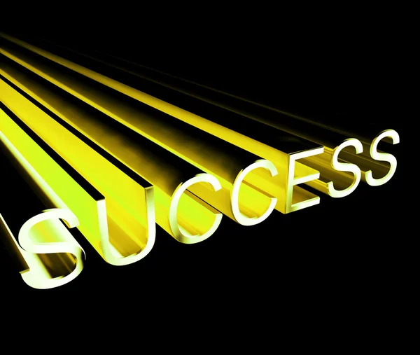 Texto de éxito en amarillo y 3d como símbolo para las metas y ganar —  Fotos de Stock