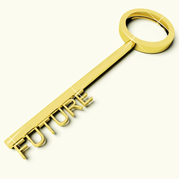 Κλειδί με μελλοντικό κείμενο ως σύμβολο για το πεπρωμένο ή εξέλιξη — Φωτογραφία Αρχείου
