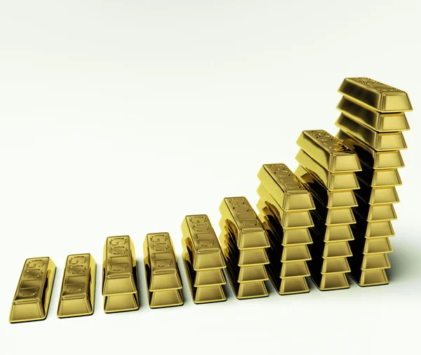 Gráfico de barras de oro como símbolo para aumentar la riqueza o el tesoro — Foto de Stock