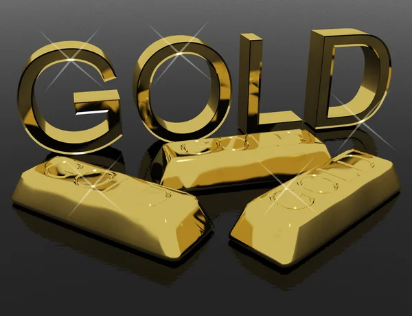 Gold Letters And Bars As Symbol For Wealth Or Riches — Stock Photo, Image