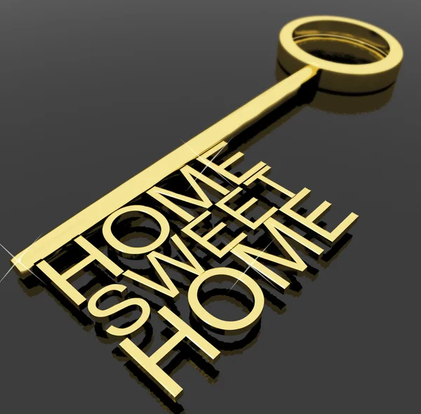 Klíč s sladké domácí text jako symbol pro vlastnosti a bezpečnost — Stock fotografie