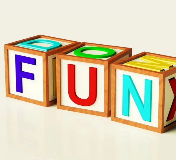 Kids Blocks Spelling Fun As Symbol for Enjoyment And Playing — Stock Photo, Image