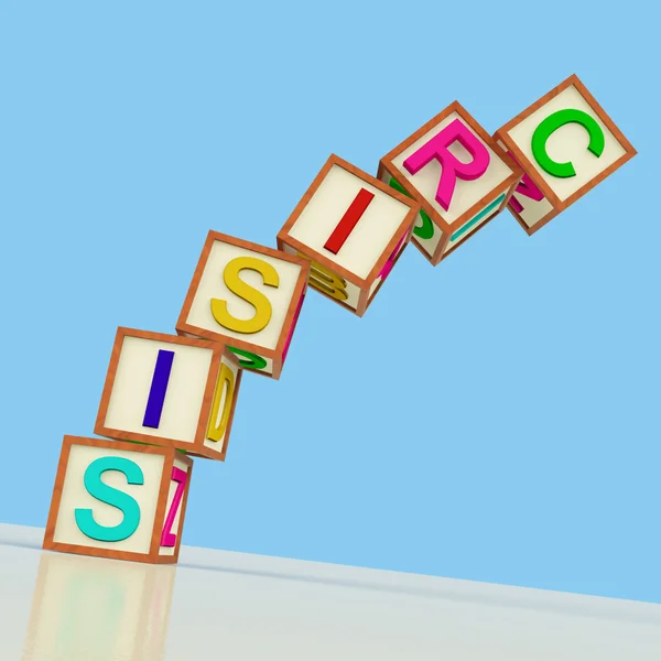 stock image Blocks Spelling Crisis Falling Over As Symbol for Emergency And