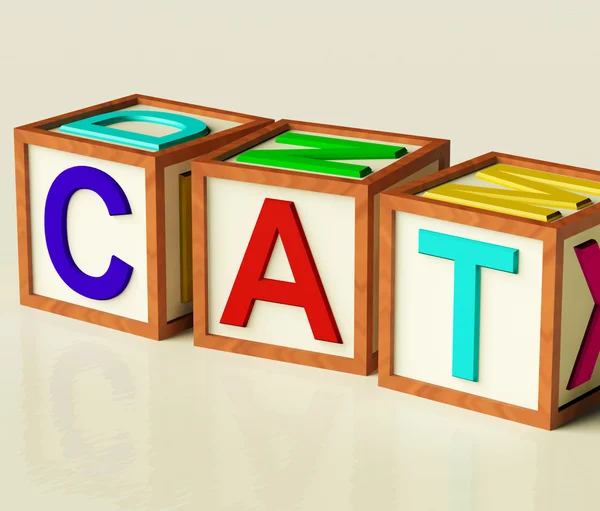 Kinderen blokken spelling kat als symbool voor katten en huisdieren — Stockfoto