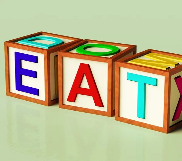 Block stavning äta som symbol för mat och kost — Stockfoto
