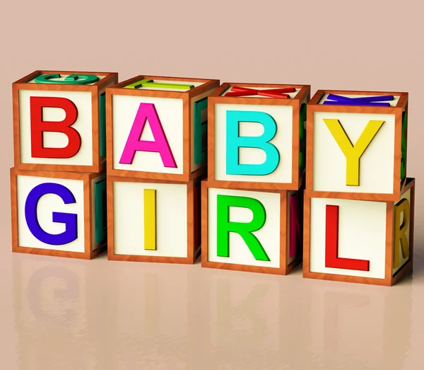 Kinder blockieren die Rechtschreibung des Mädchens als Symbol für Babys und Kindergeburtstag — Stockfoto