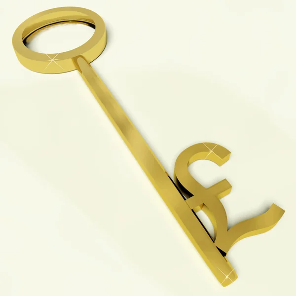 Key With Pound Sign As Symbol For Money Or Investment — Stock Photo, Image
