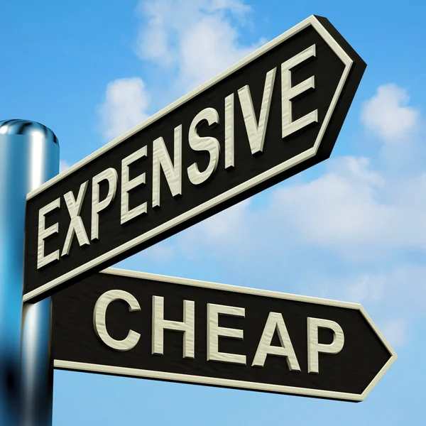 Expensive Or Cheap Directions On A Signpost — Stock Photo, Image