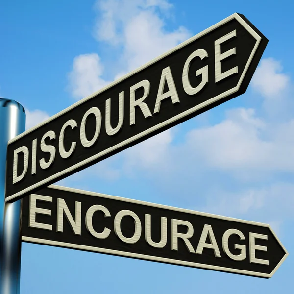 Discourage Or Encourage Directions On A Signpost — Stock Photo, Image