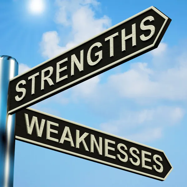 Strengths Or Weaknesses Directions On A Signpost — Stock Photo, Image