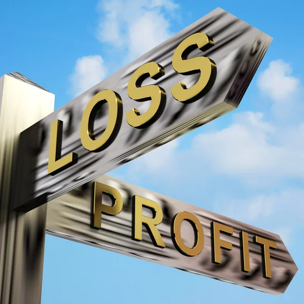 Verlies of winst richtingen op een wegwijzer — Stockfoto