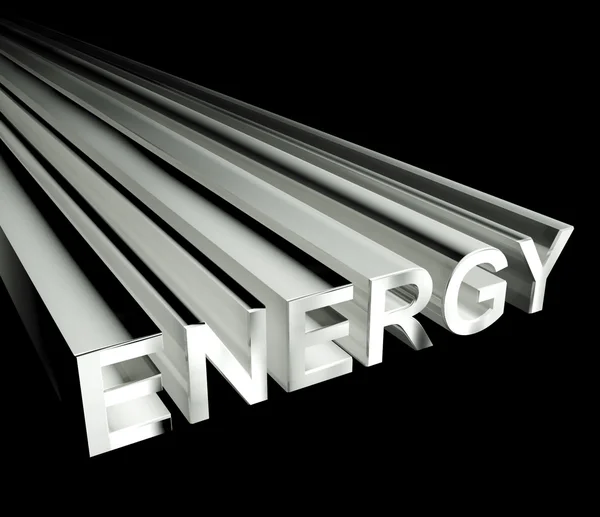 Енергетичний текст у білому як символ для електрики та міцності — стокове фото