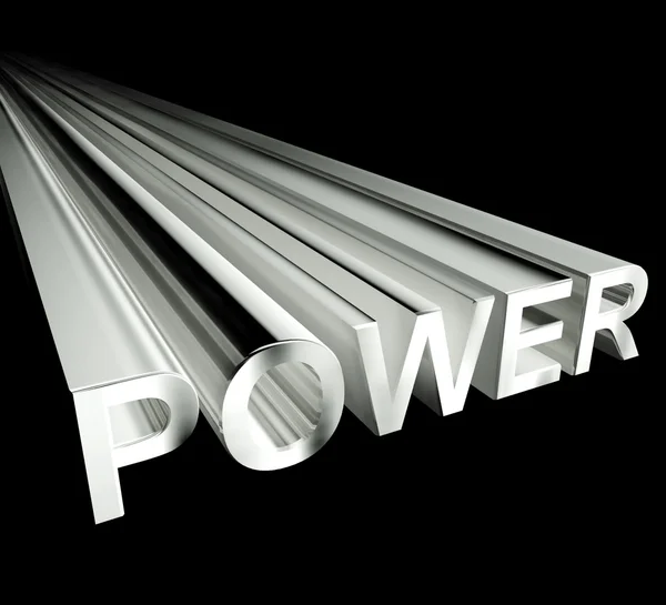 Macht tekst in wit en 3d als symbool voor energie en industrie — Stockfoto