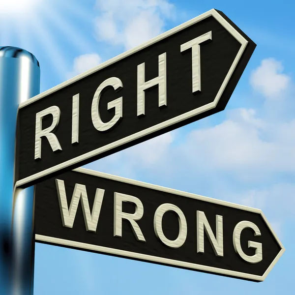 Right Or Wrong Directions On A Signpost — Stock Photo, Image