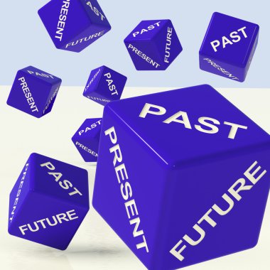 Past Present Future Dice Showing Evolution And Destiny clipart