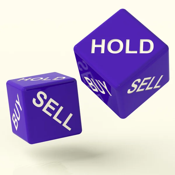 Buy Hold And Sell Dice Representing Market Strategy — Stock Photo, Image