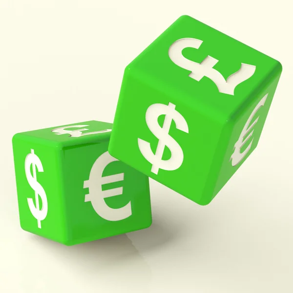 Currency Signs On Dice As A Symbol Of Foreign Exchange — Stock Photo, Image