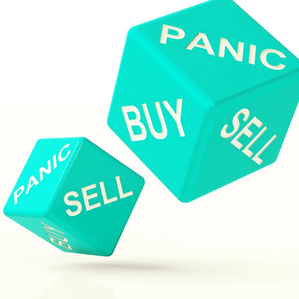 stock image Buy Panic And Sell Dice Representing Market Turmoil