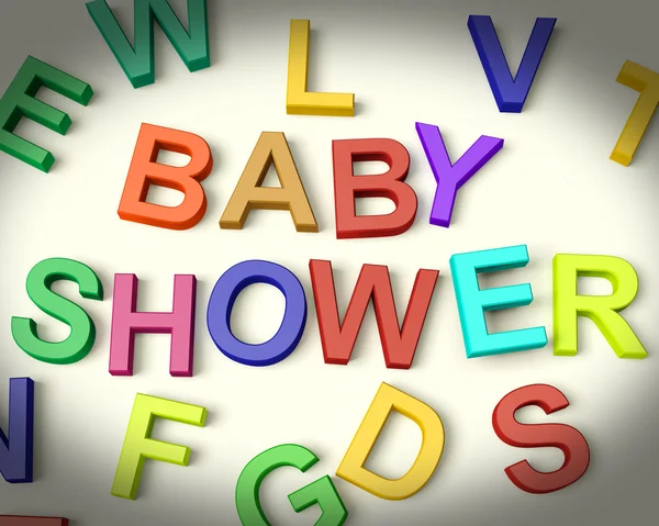 Chuveiro de bebê escrito em letras de crianças — Fotografia de Stock