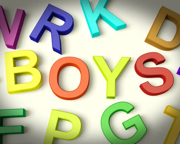 Αγόρια με πλαστικό παιδιά γράμματα — Φωτογραφία Αρχείου