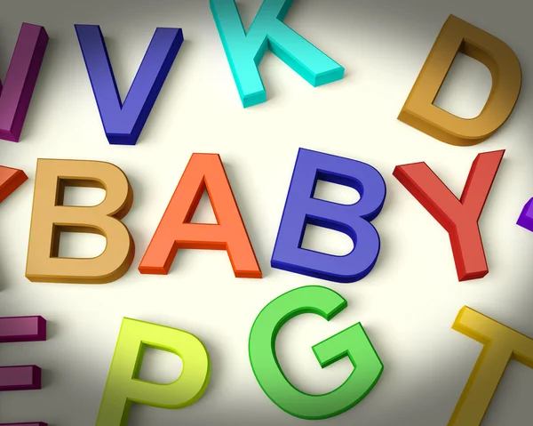 Bebé escrito en letras de los niños que representan al recién nacido —  Fotos de Stock