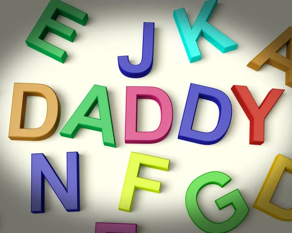 Daddy Written In Plastic Kids Letters — Stock Photo, Image