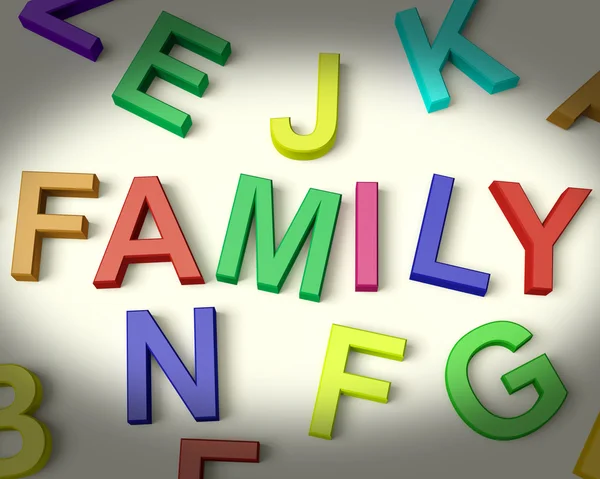 Family Written In Plastic Kids Letters — Stock Photo, Image