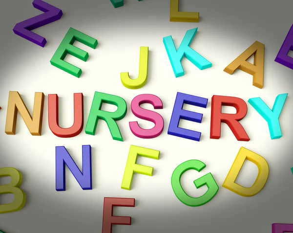 Nursery Written In Plastic Kids Letters — Stock Photo, Image