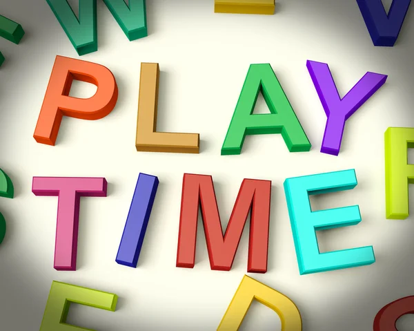 Jogue o tempo escrito em letras crianças — Fotografia de Stock