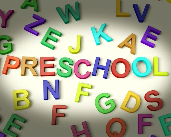 Preschool Written In Plastic Kids Letters — Stock Photo, Image