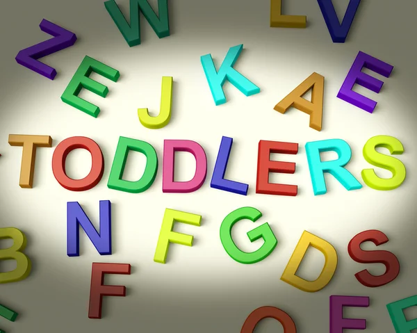 Dzieci napisane literami dzieci z tworzyw sztucznych — Zdjęcie stockowe