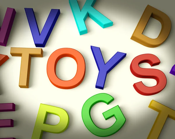 Leksaker skriven i plast barn bokstäver — Stockfoto