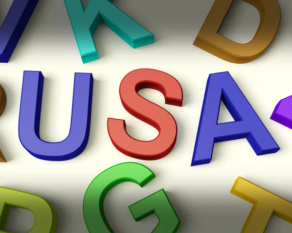 Usa Written In Plastic Kids Letters — Stock Photo, Image