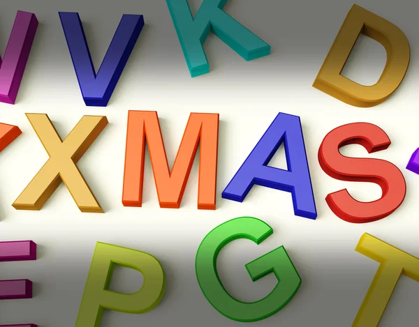 Plastik kids harflerle yazılmış xmas — Stok fotoğraf