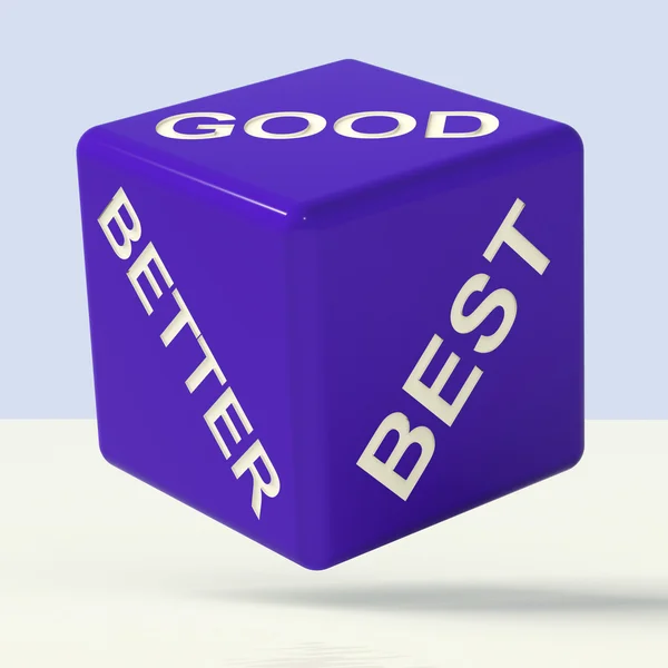 Gute bessere Würfel, die Bewertungen und Verbesserungen darstellen — Stockfoto
