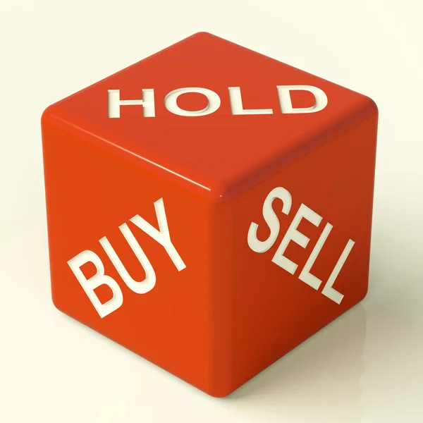 Buy Hold And Sell Dice Representing Stocks Strategy — Stock Photo, Image
