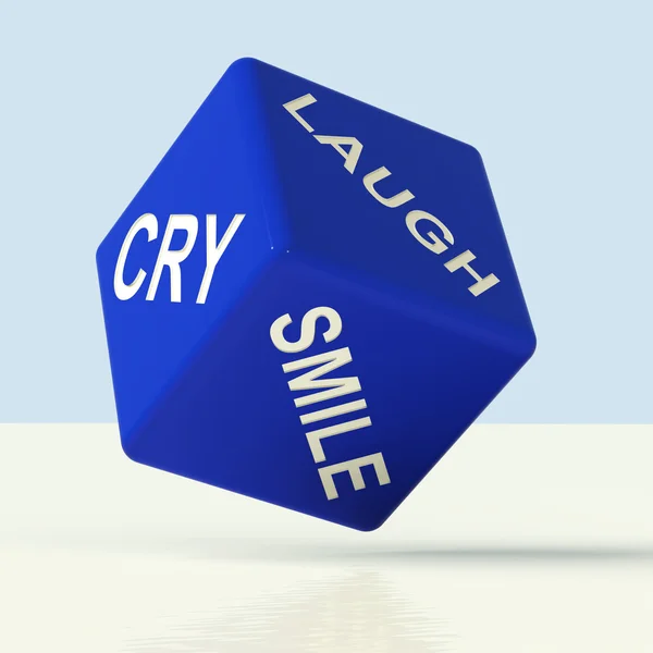 Laugh Cry Smile Dice Representing Different Emotions — Stock Photo, Image