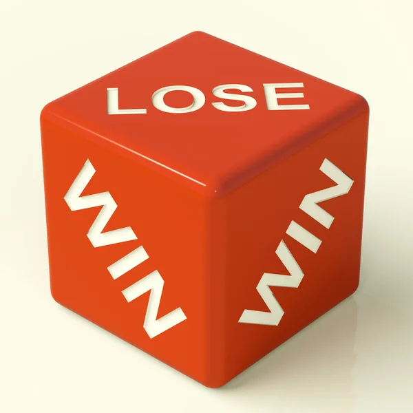 Elveszíti a piros kocka képviseli szerencsejáték és a vesztes — Stock Fotó