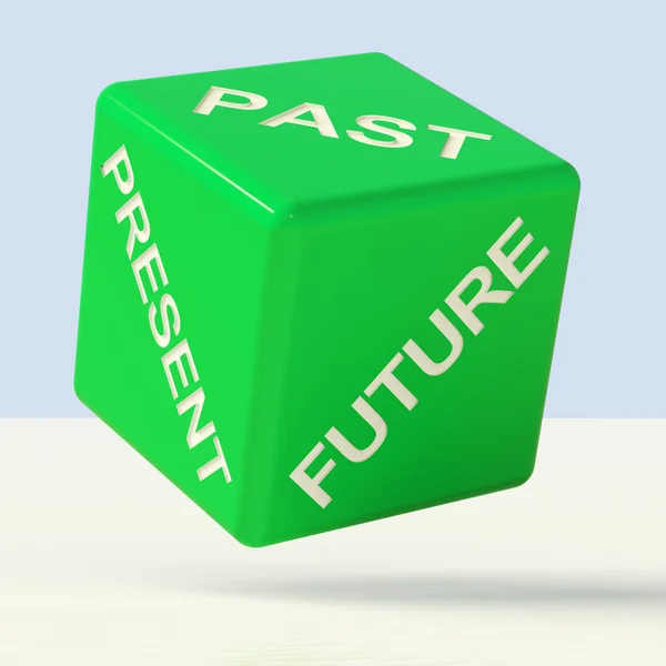 Past Present Future Dice Affiche l'évolution et le vieillissement — Photo