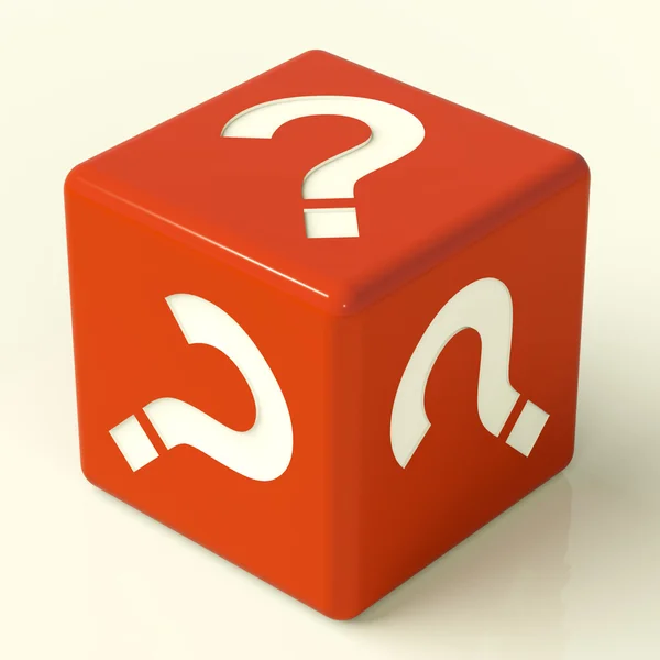 Kérdőjel kocka mint szimbólum-információ — Stock Fotó