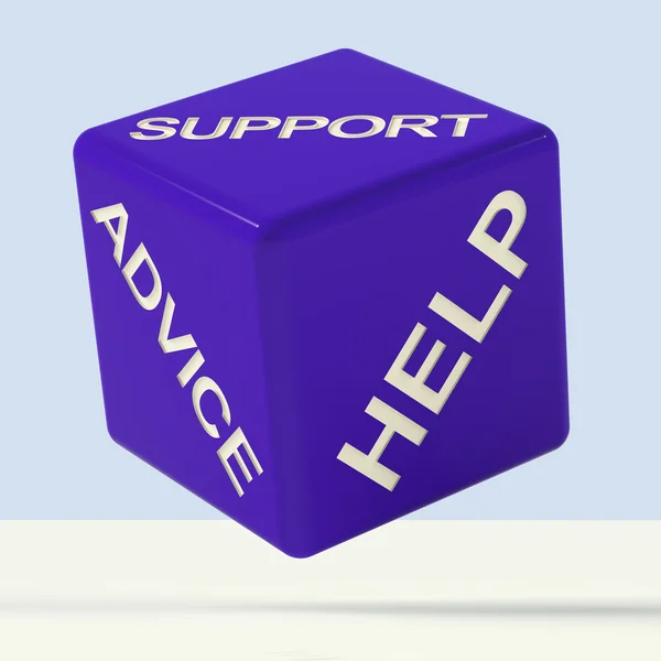 Support Advice Help Dice Representing Questions And Answers — Stock Photo, Image