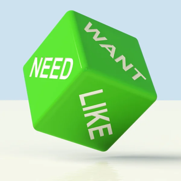 Need Want Like Dice Showing Craving And Desire — Stock Photo, Image