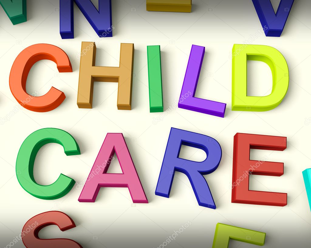 Child Care Written In Kids Letters