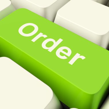 Order Computer Key In Green Showing Online Purchasing And Shoppi clipart